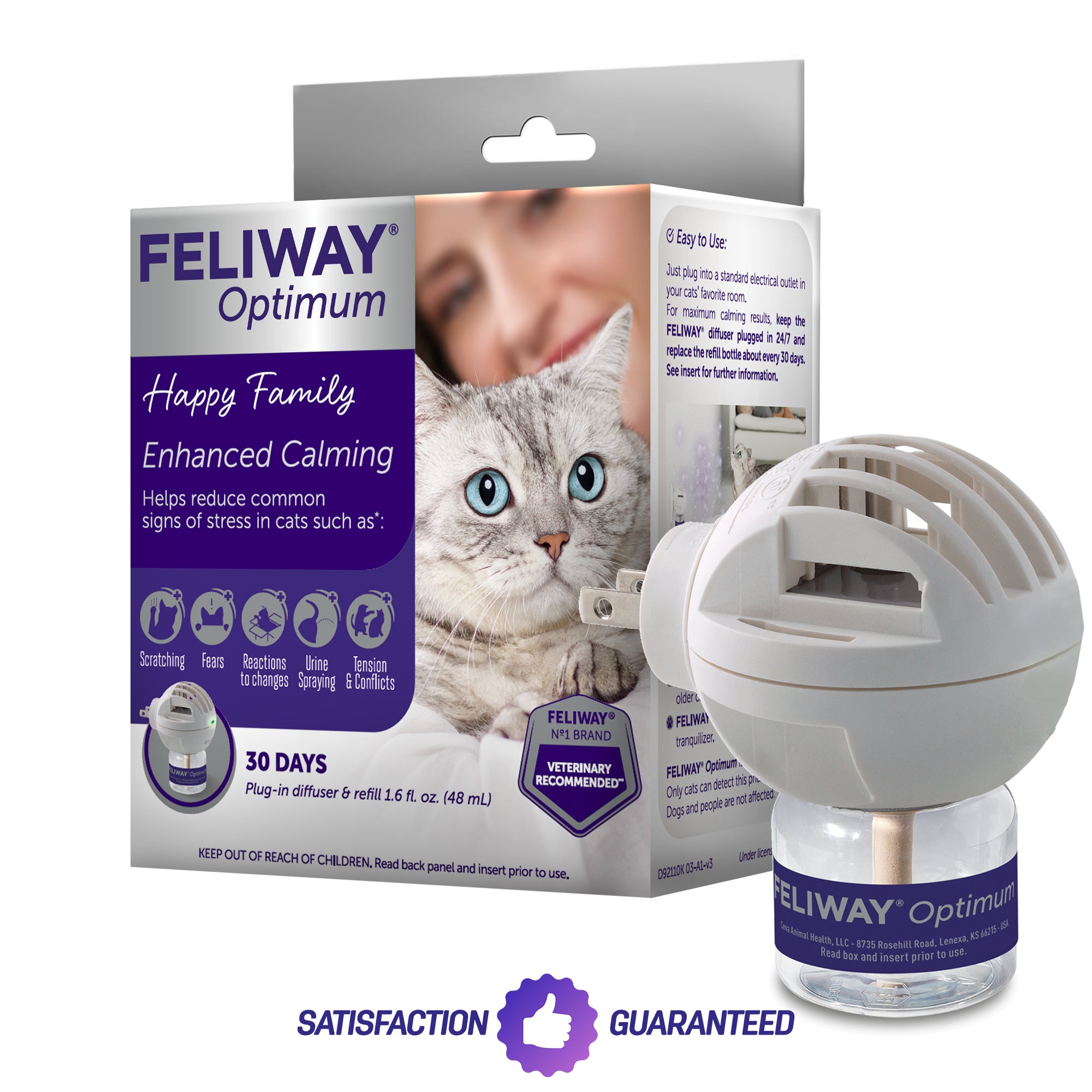 Feliway Classic Cat Calming Plug-In Diffuser 30 Day Kit W/ Refill 48ml